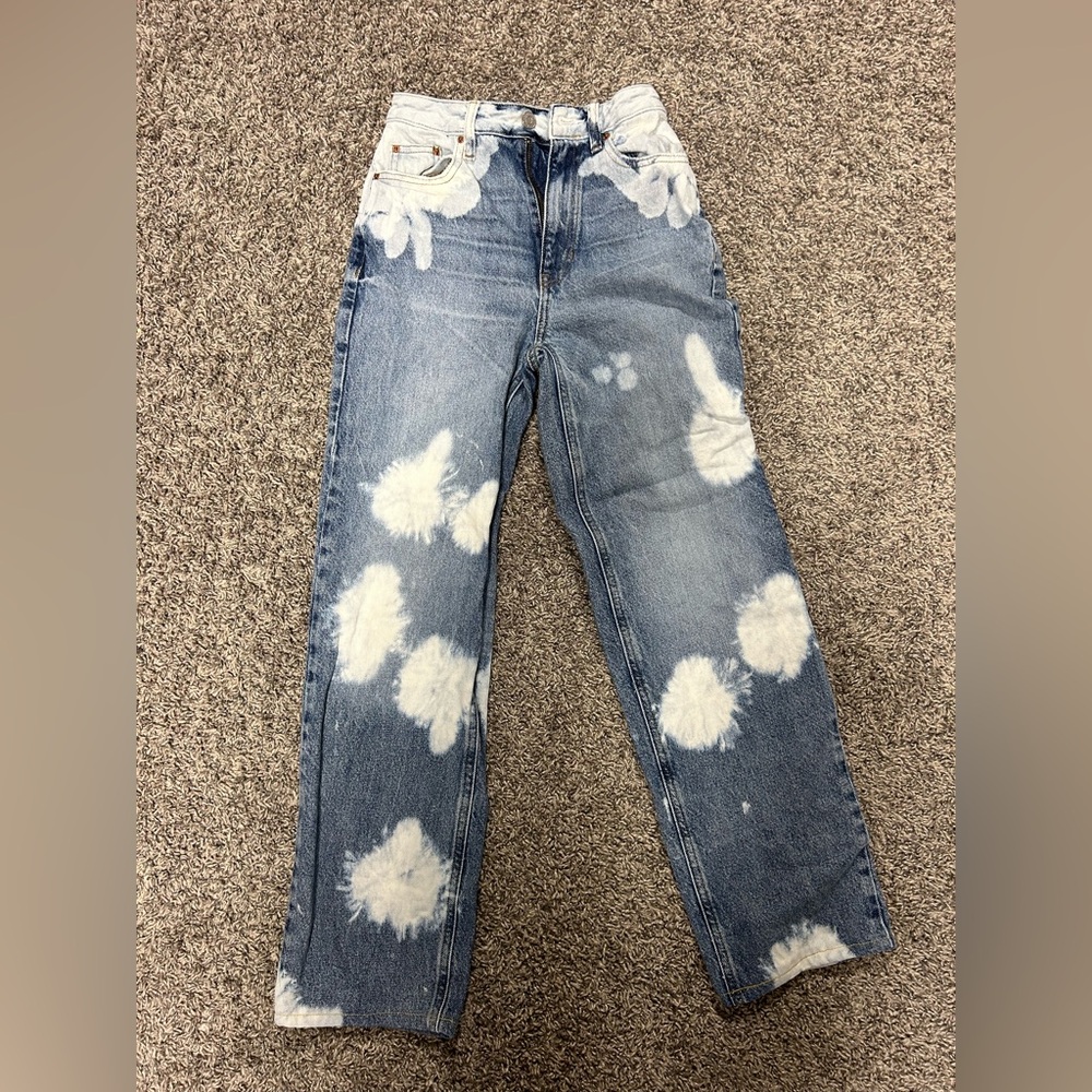 Pac Sun 90s boyfriend high rise straight leg bleached jeans sz 23 322*
